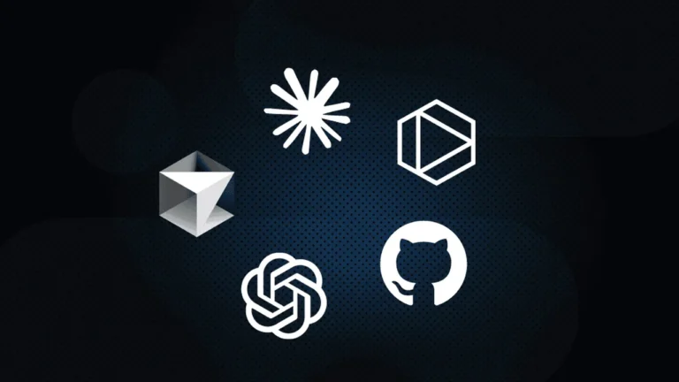Logos de herramientas de IA para programar, ilustración sobre Flint de Recursive - Facialix